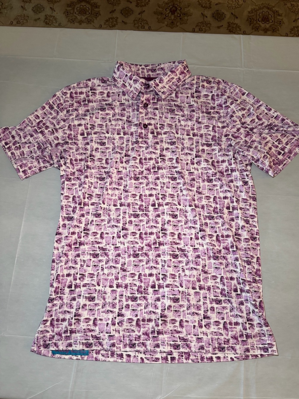 Robert Graham Lavender Mosaic Print Polo
